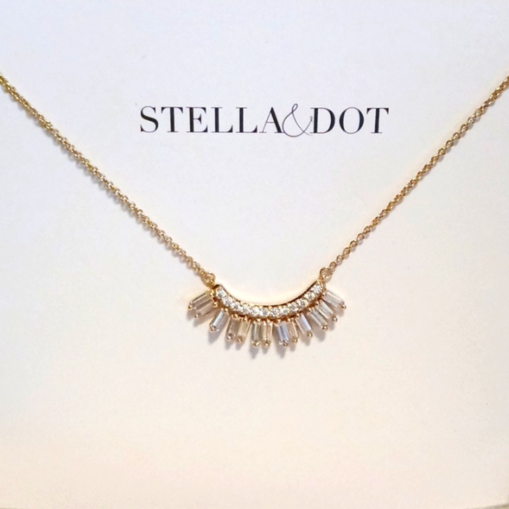 Stella & Dot Baguette Blitz Adjustable Gold tone Necklace